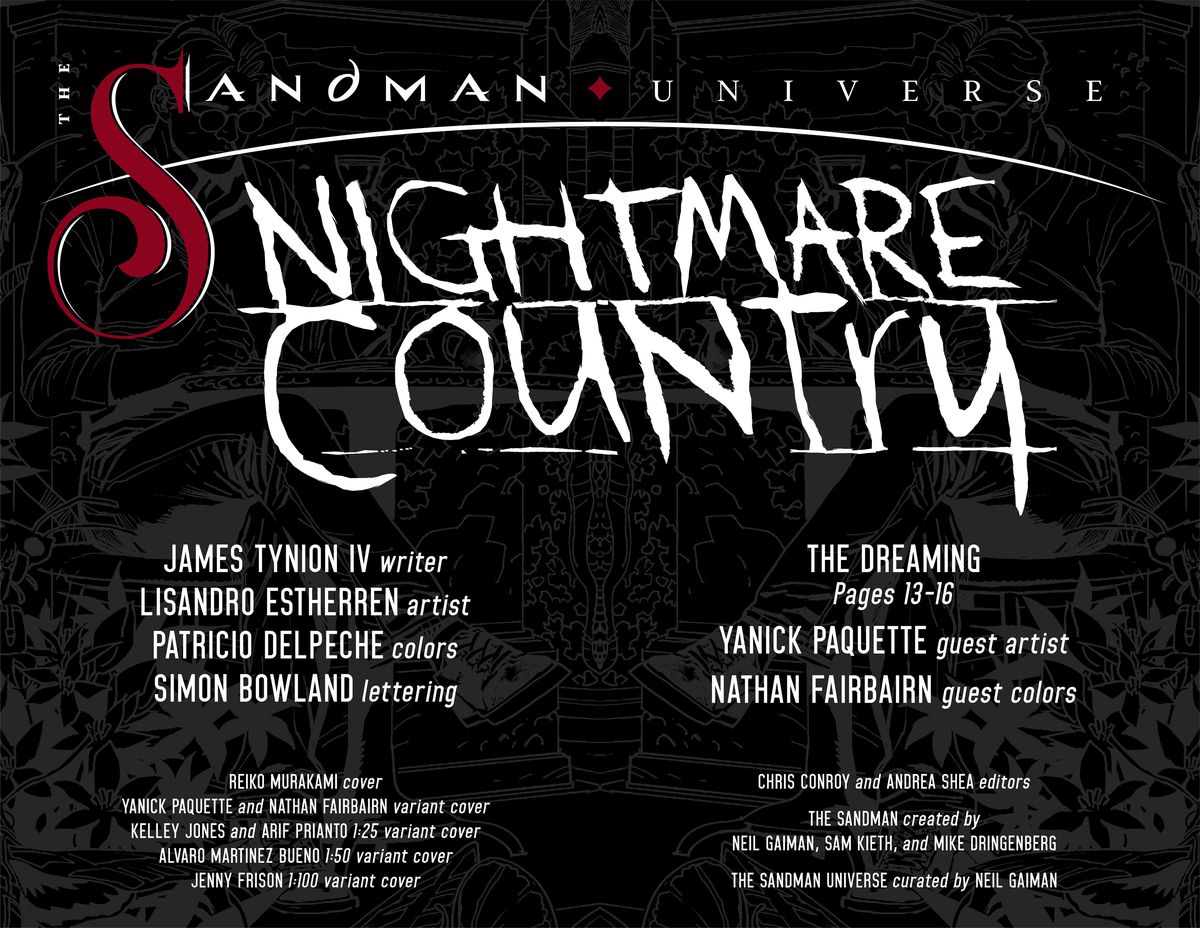 La pagina dei crediti per Nightmare Country #1 (2022)
