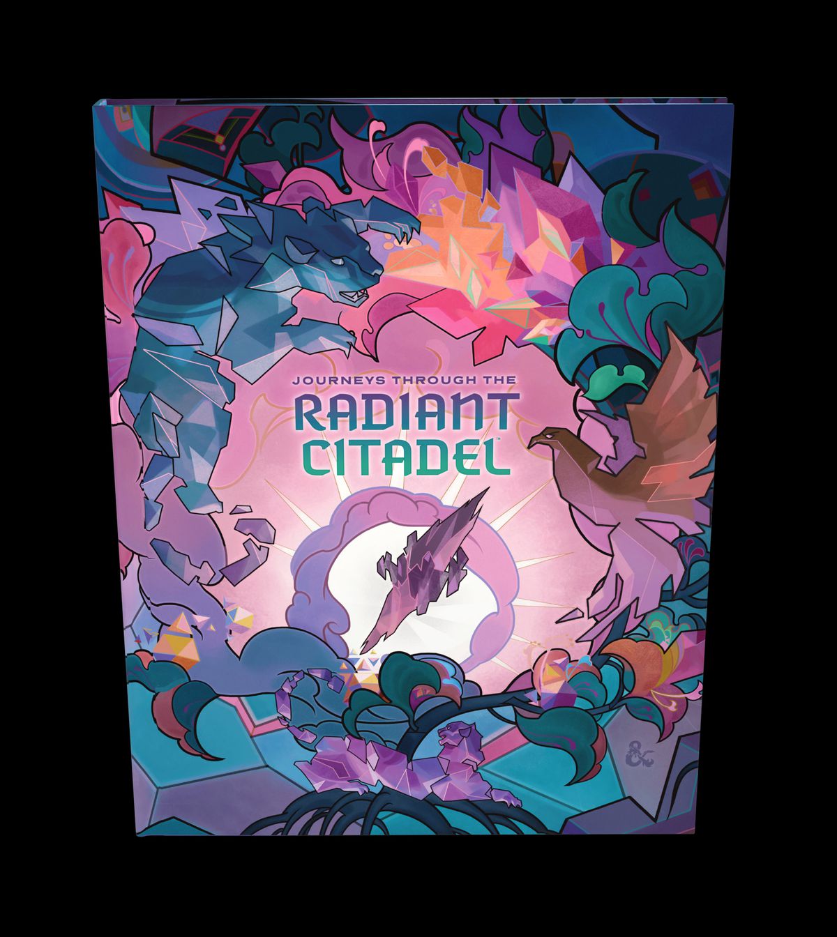 Una copertina alternativa per Radiant Citadel, pesante sui pastelli e sulle forme geometriche.