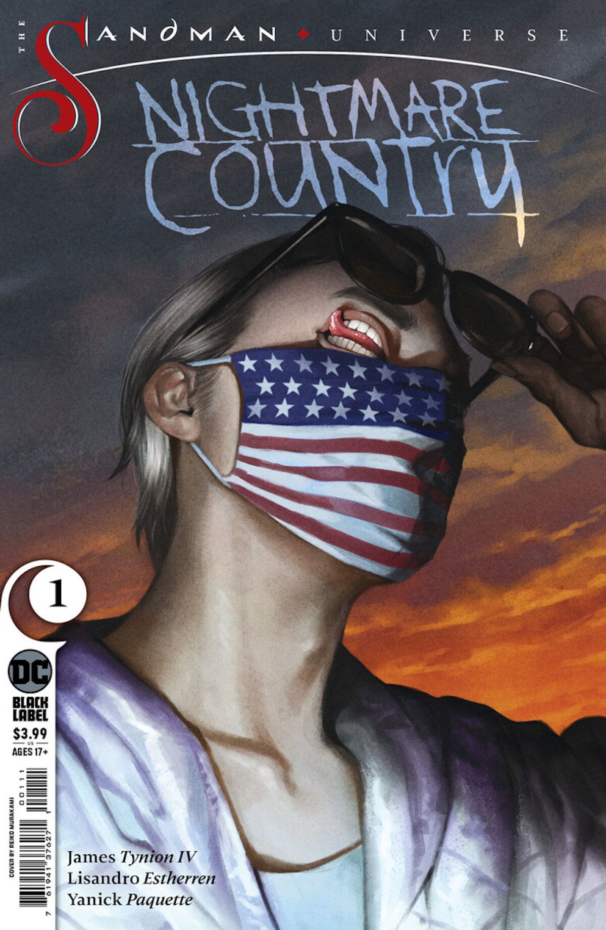 La copertina di Nightmare Country #1 (2022) mostra The Corinthian che indossa una maschera della bandiera degli Stati Uniti, sollevando gli occhiali da sole per rivelare che ha la bocca per gli occhi.