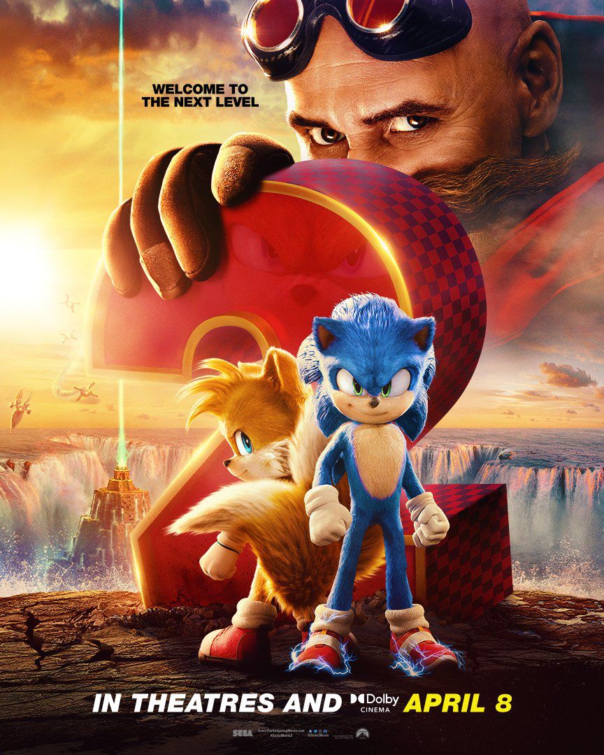 Locandina del film Sonic the Hedgehog 2 con Tails, Sonic e Robotnik