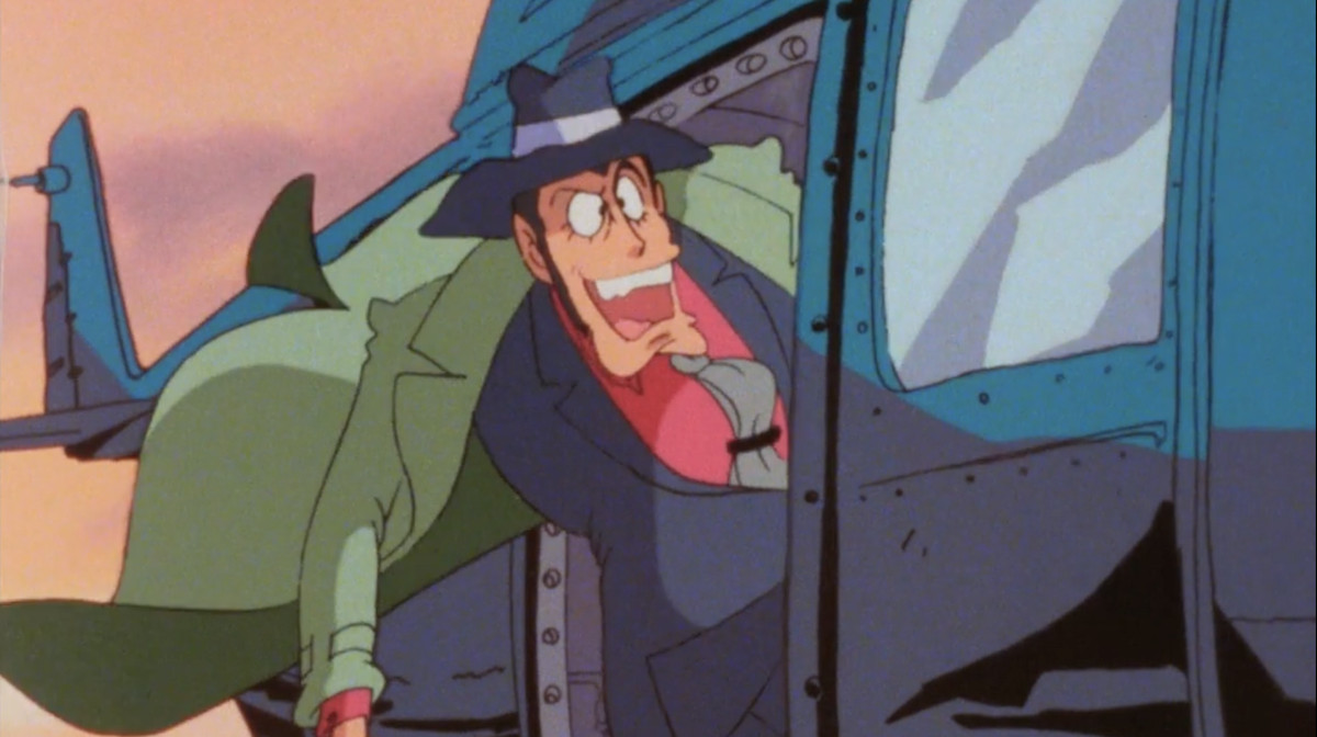 Un ispettore da cartone animato Zenigata esce da un elicottero in Lupin III parte 3