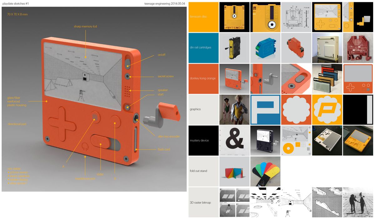 Un prototipo di mockup mostra una console arancione con una manovella rimovibile, un cursore e una vite segreta. 