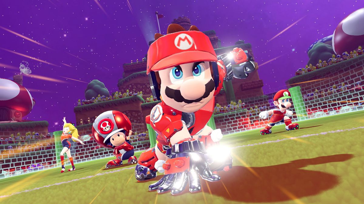 Mario e co.  sono pronti per il calcio d'inizio in Mario Strikers: Battle League