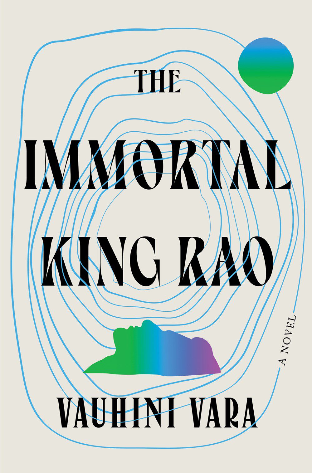 La copertina di The Immortal King Rao, con un gruppo di cerchi concentrici irregolari e una silhouette rivolta verso l'alto.