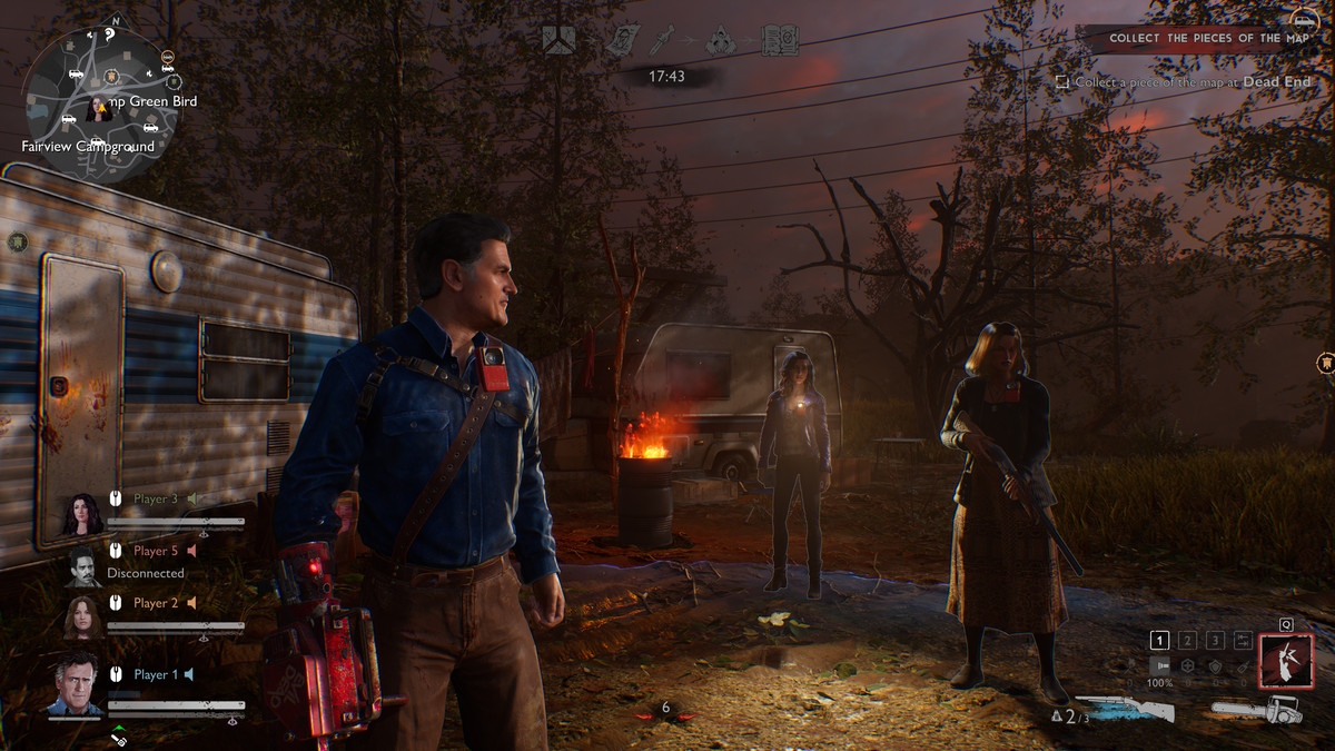 Immagine di gioco di una festa in Evil Dead: The Game.