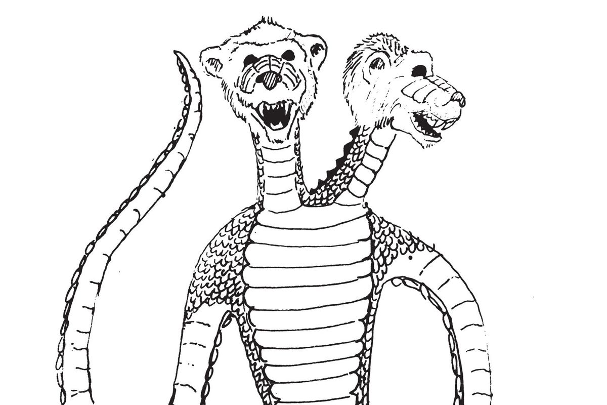 Un demone tentacolato con due teste simili a scimmie e una sezione centrale di coccodrillo.