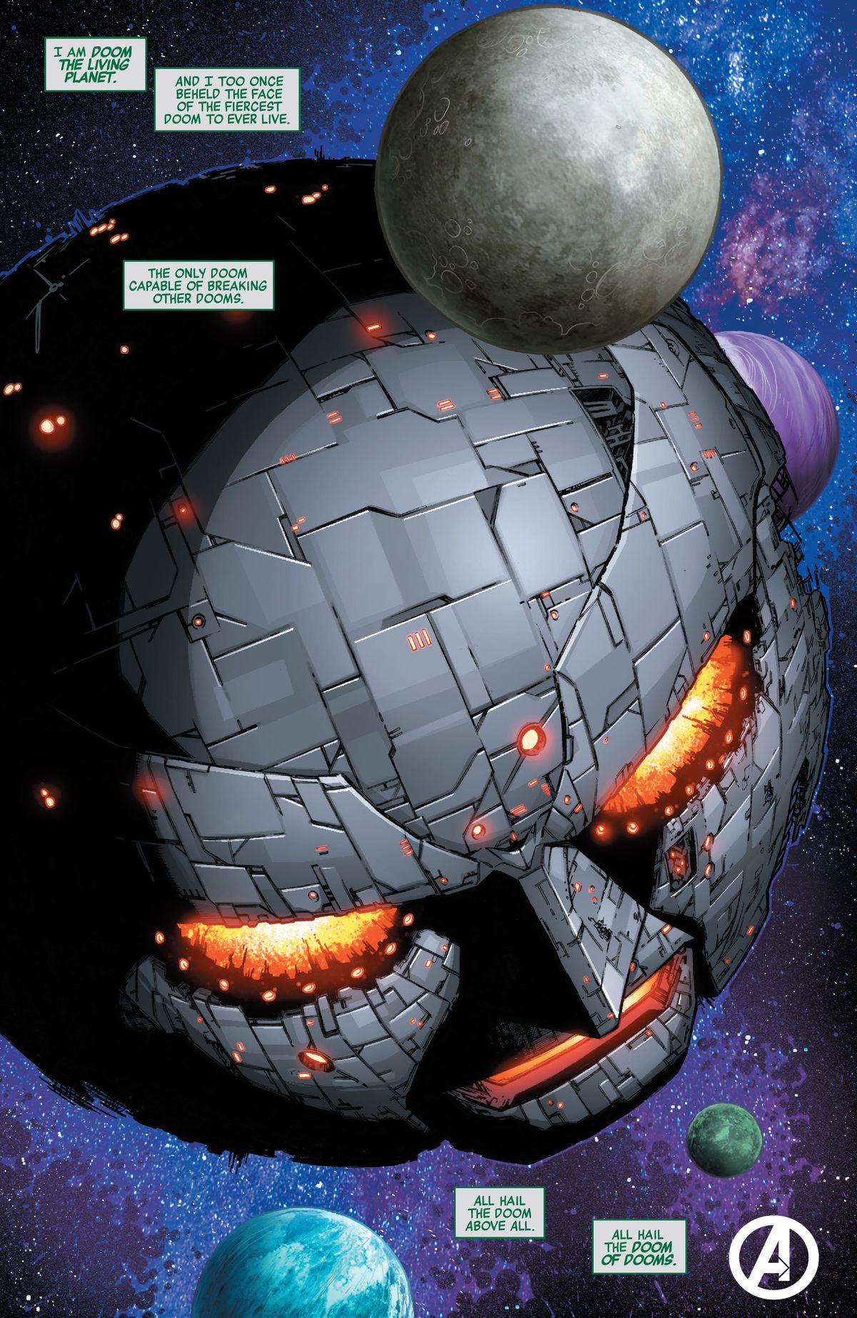 Un pianeta vivente che indossa una maschera da Doctor Doom monologhi: 
