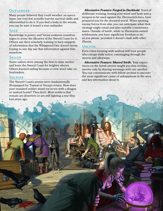 Sfondi di Outlander, Sage, Sailor, Soldier e Urchin, inclusa l'arte dei personaggi in un mercato.