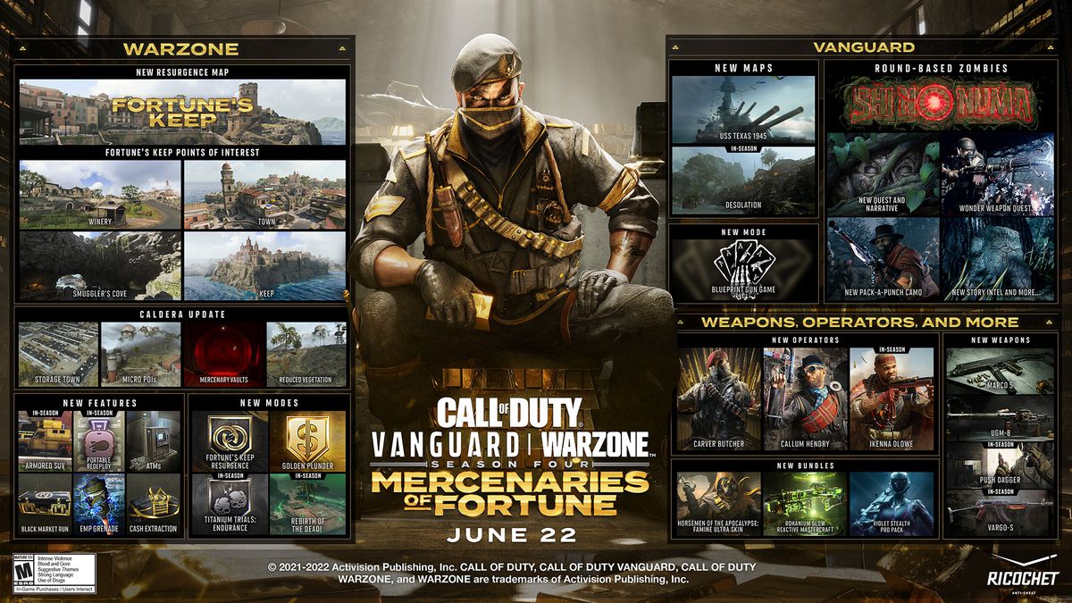 Tabella di marcia dei contenuti per Call of Duty: Warzone e Call of Duty: Vanguard quarta stagione, Mercenaries of Fortune