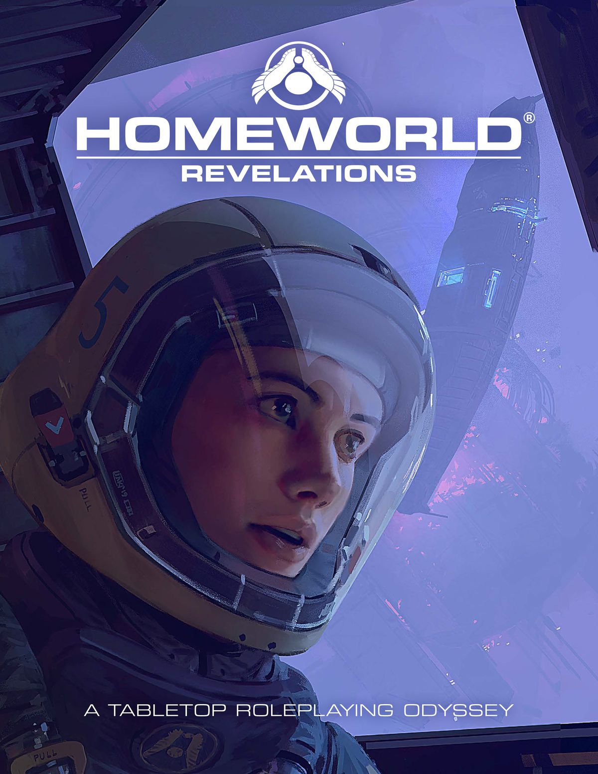 Copertina e logo per il regolamento base di Homeworld: Revelations.