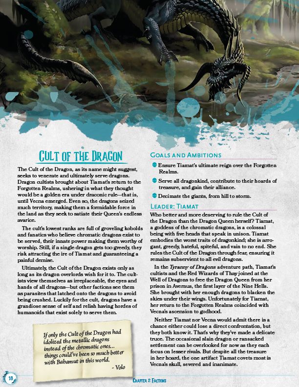 Un drago nero in cima a una pagina dedicata al Culto del Drago.