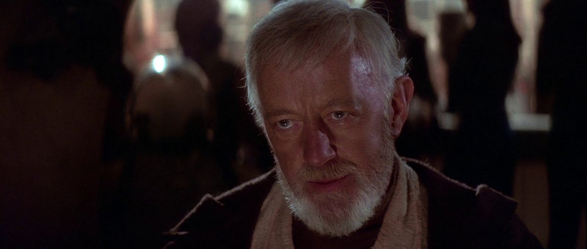 Alec Guinness nel ruolo di Obi-Wan in Star Wars.