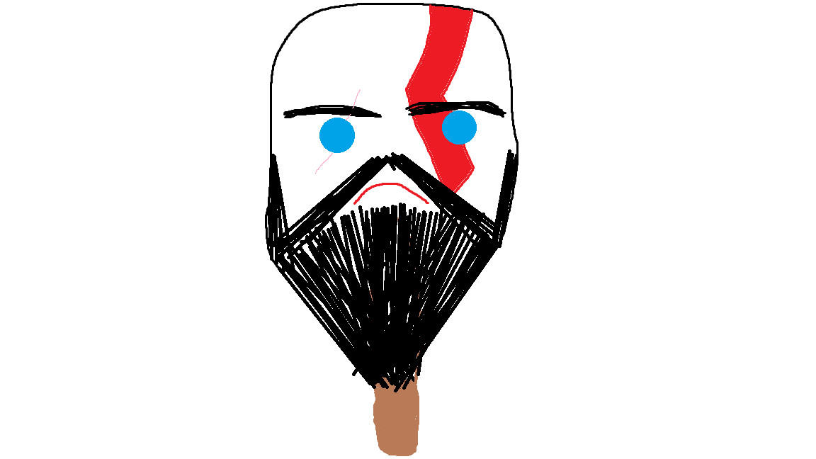 Kratos di God of War reso come un ghiacciolo, con due palline di gomma blu dove dovrebbero essere gli occhi.