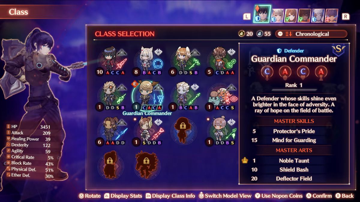 Il sistema di classi in Xenoblade Chronicles 3