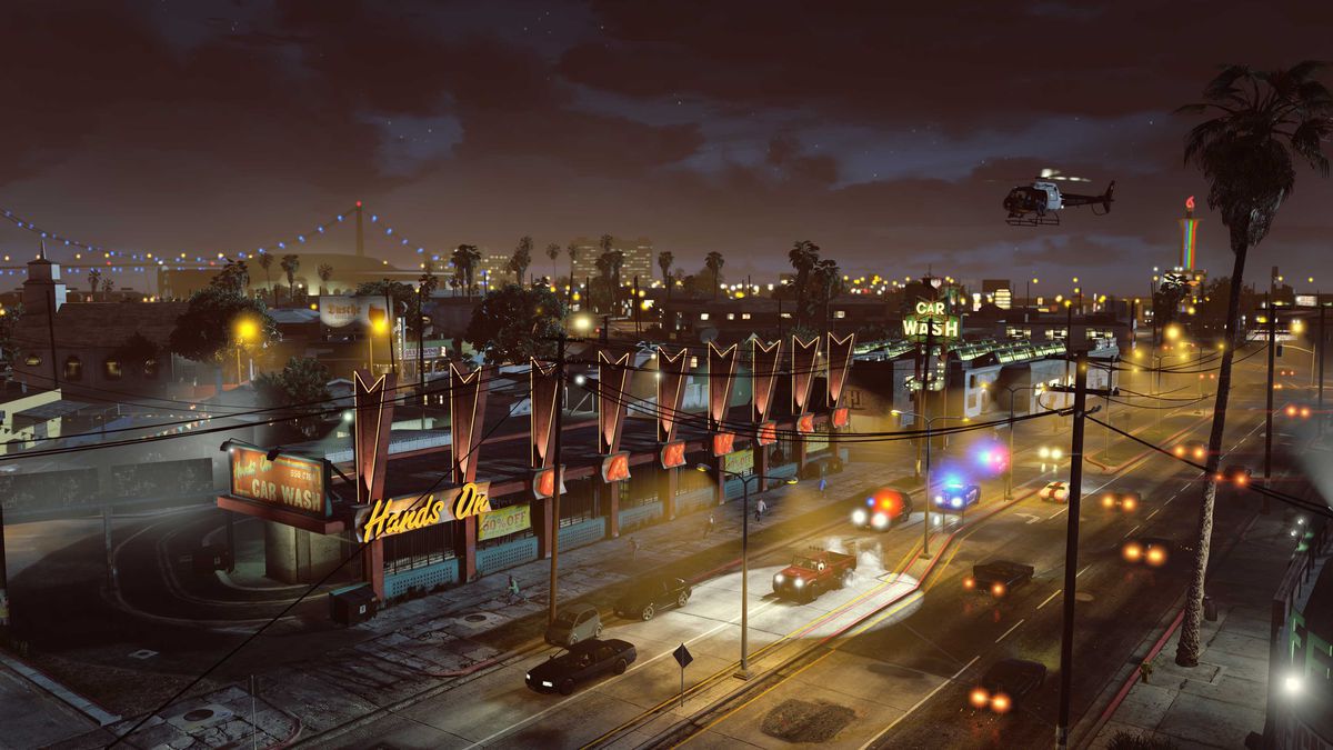 Un autolavaggio notturno in GTA 5 su PS5 e Xbox Series X