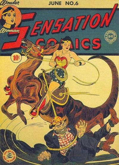 Wonder Woman cavalca Jumpa il Kanga mentre prende al lazo un cattivo