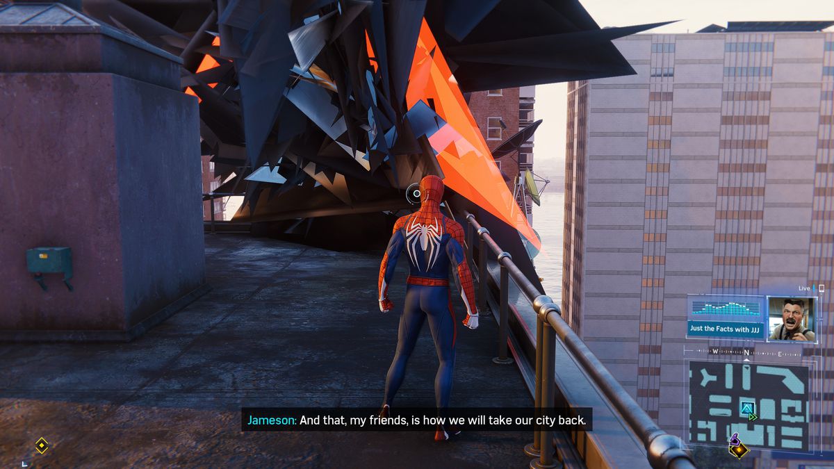 Spider-Man affronta una torre di sorveglianza difettosa in Marvel's Spider-Man