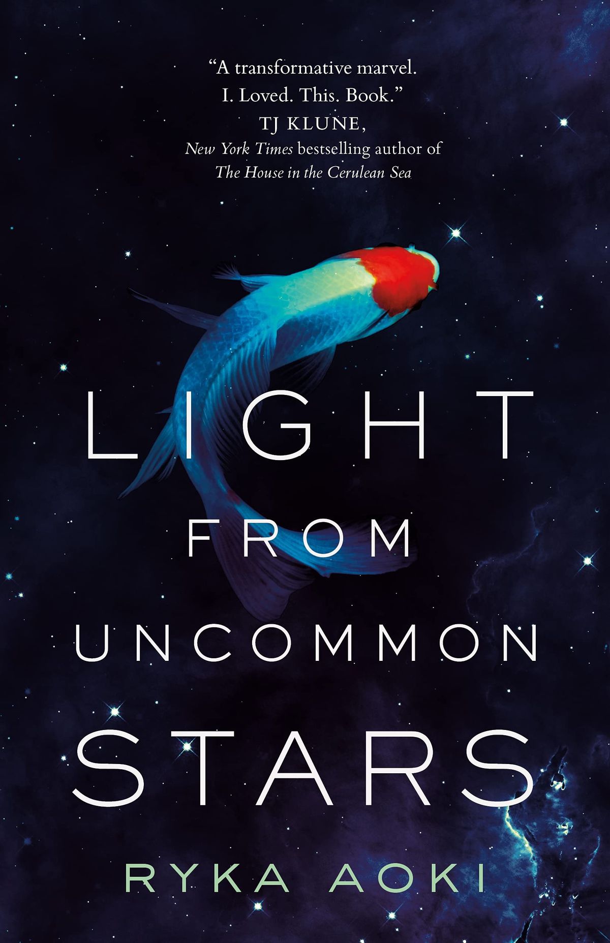 La copertina di Light from Uncommon Stars, che raffigura un pesce koi che nuota in un cielo di stelle.