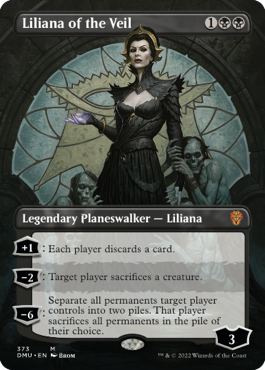 Liliana of the Veil, un'altra planeswalker, è circondata da non morti.