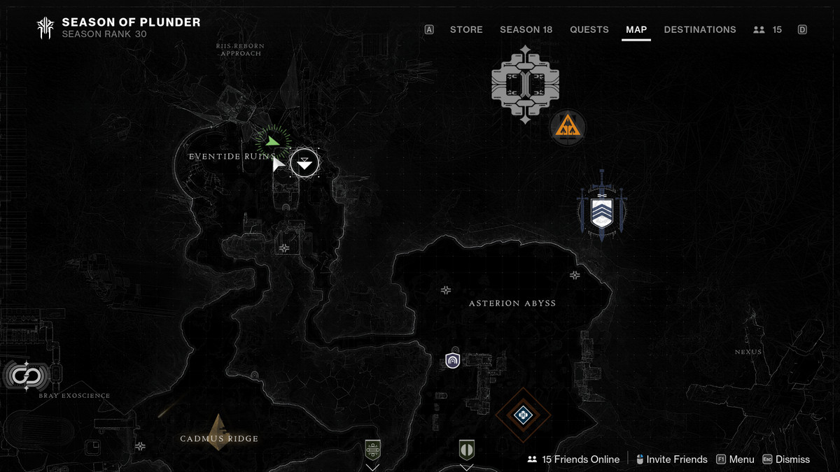 Un'immagine della mappa di Europa in Destiny 2, in bilico sopra il tesoro sepolto in Season of Plunder