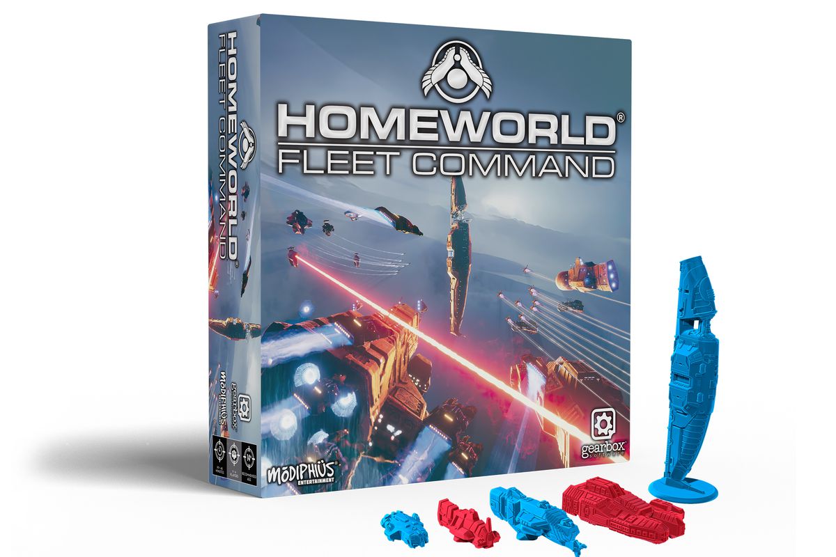 Un rendering della scatola e miniature incluse per Homeworld: Fleet Command