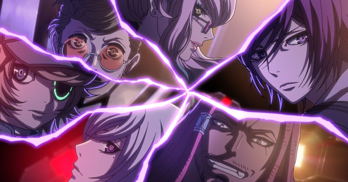 Un collage a schermo diviso di sei personaggi anime che sembrano alternativamente sorpresi e provocatori.