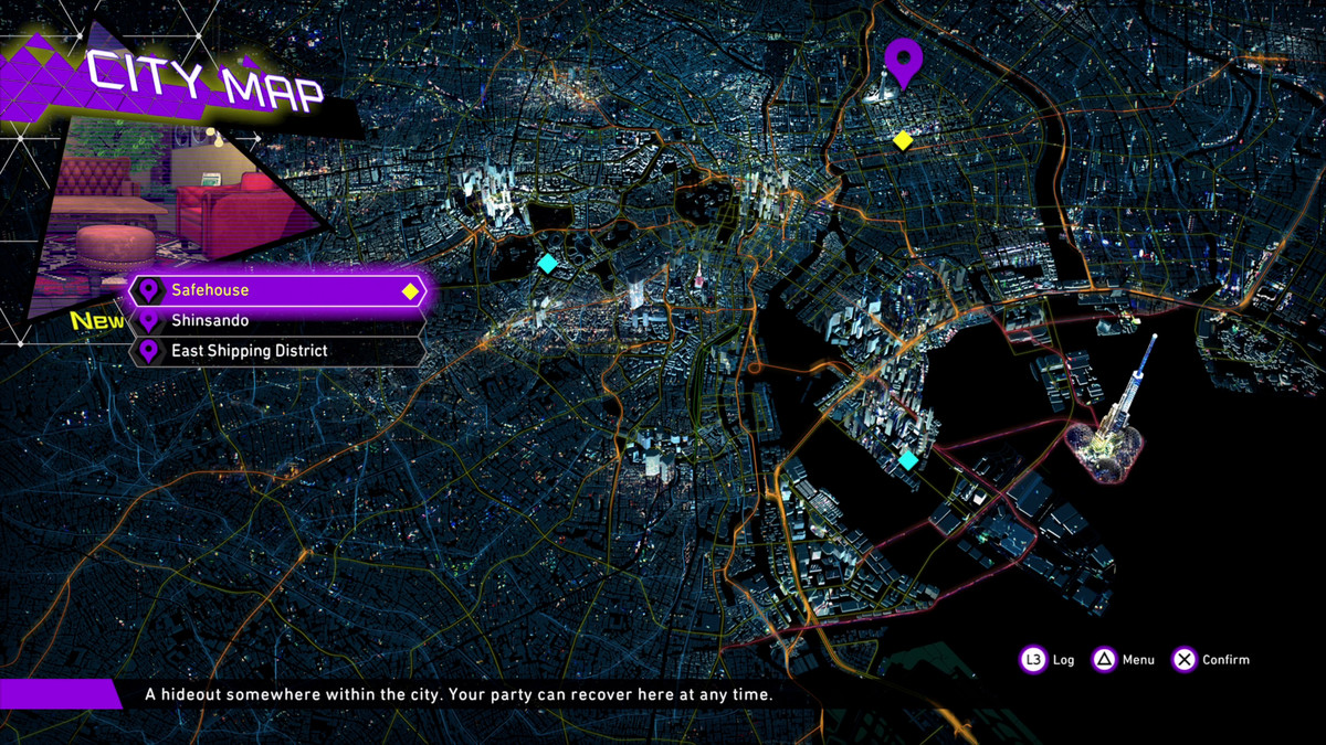 La mappa della città in Soul Hackers 2