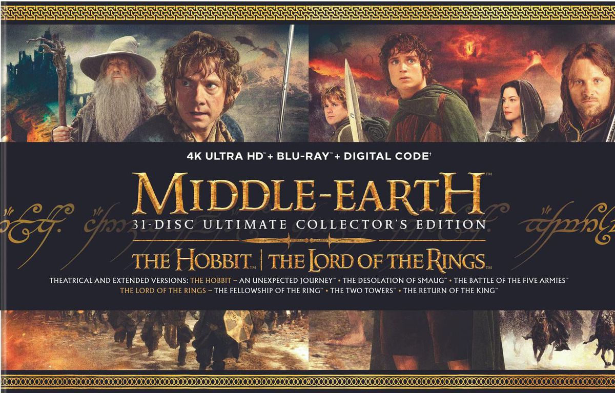 Una grafica tentacolare di personaggi di Lo Hobbit e Il Signore degli Anelli su una scatola che recita 