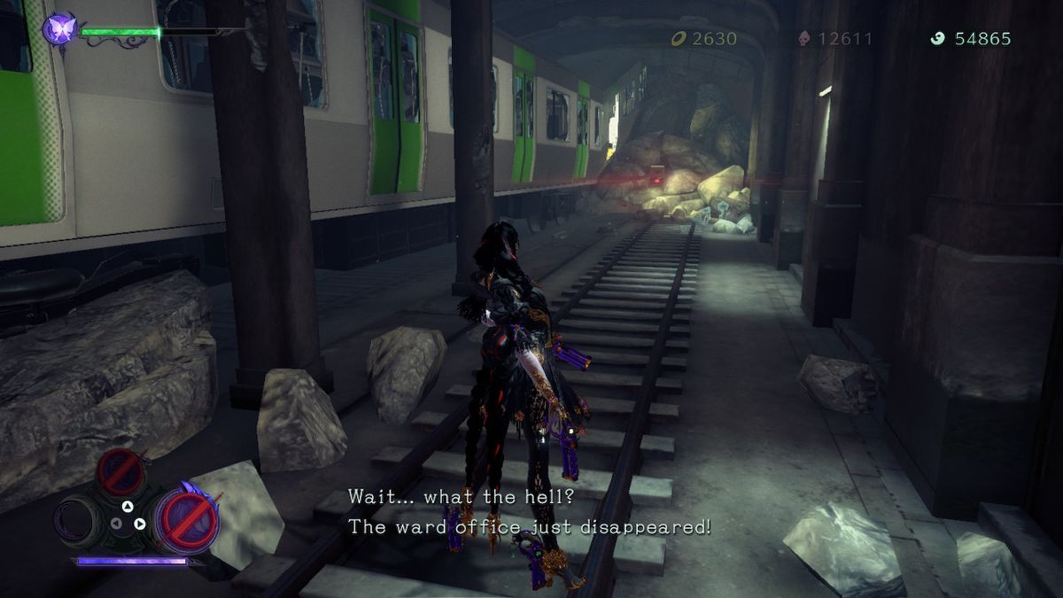 Bayonetta si trova vicino a Broken Witch Heart in un tunnel della metropolitana a Bayonetta 3.
