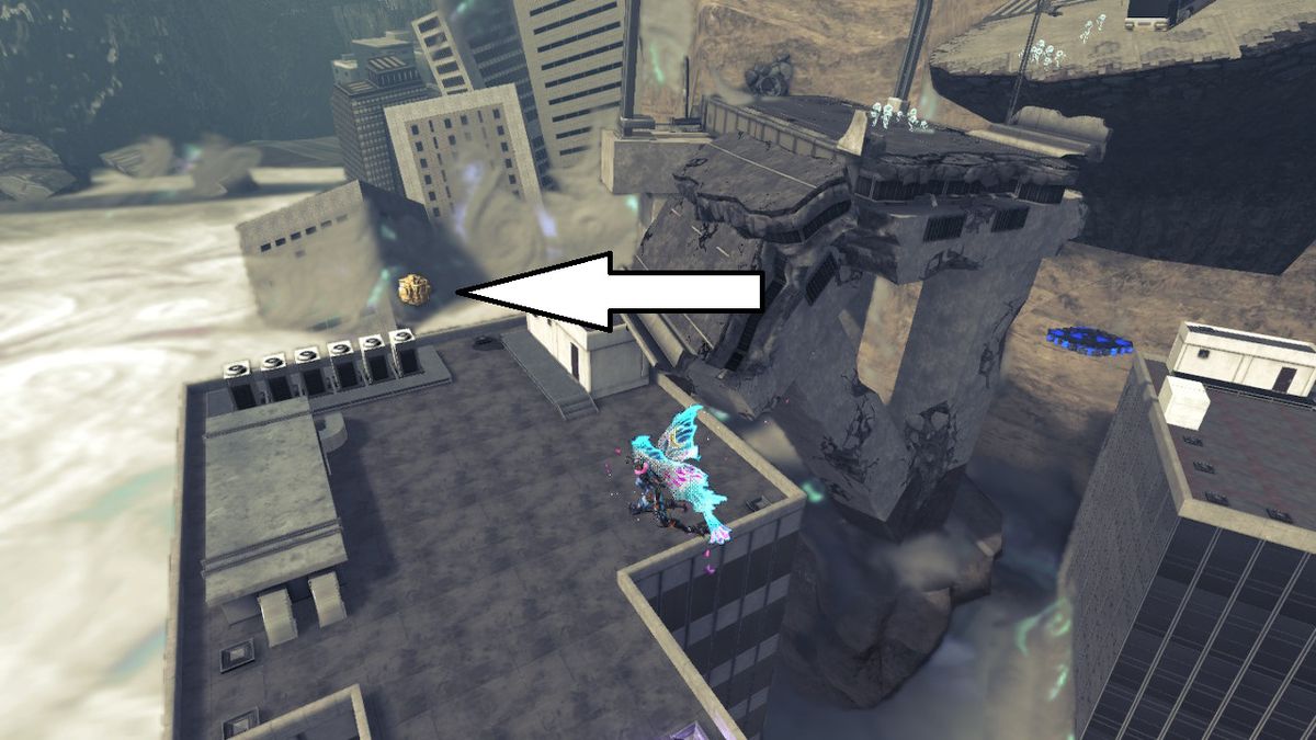 Bayonetta si trova in cima a un edificio in Bayonetta 3.
