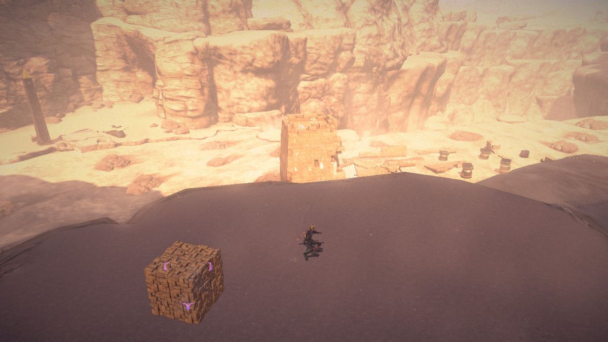 Viola corre su una duna di sabbia a Bayonetta 3.