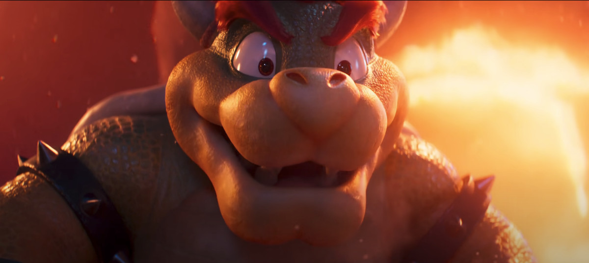 Bowser fa una faccia sorpresa nel film di Super Mario Bros.