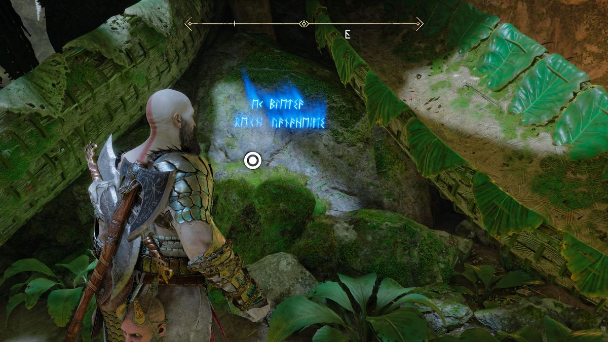 Kratos legge alcune rune sul muro in God of War Ragnarok
