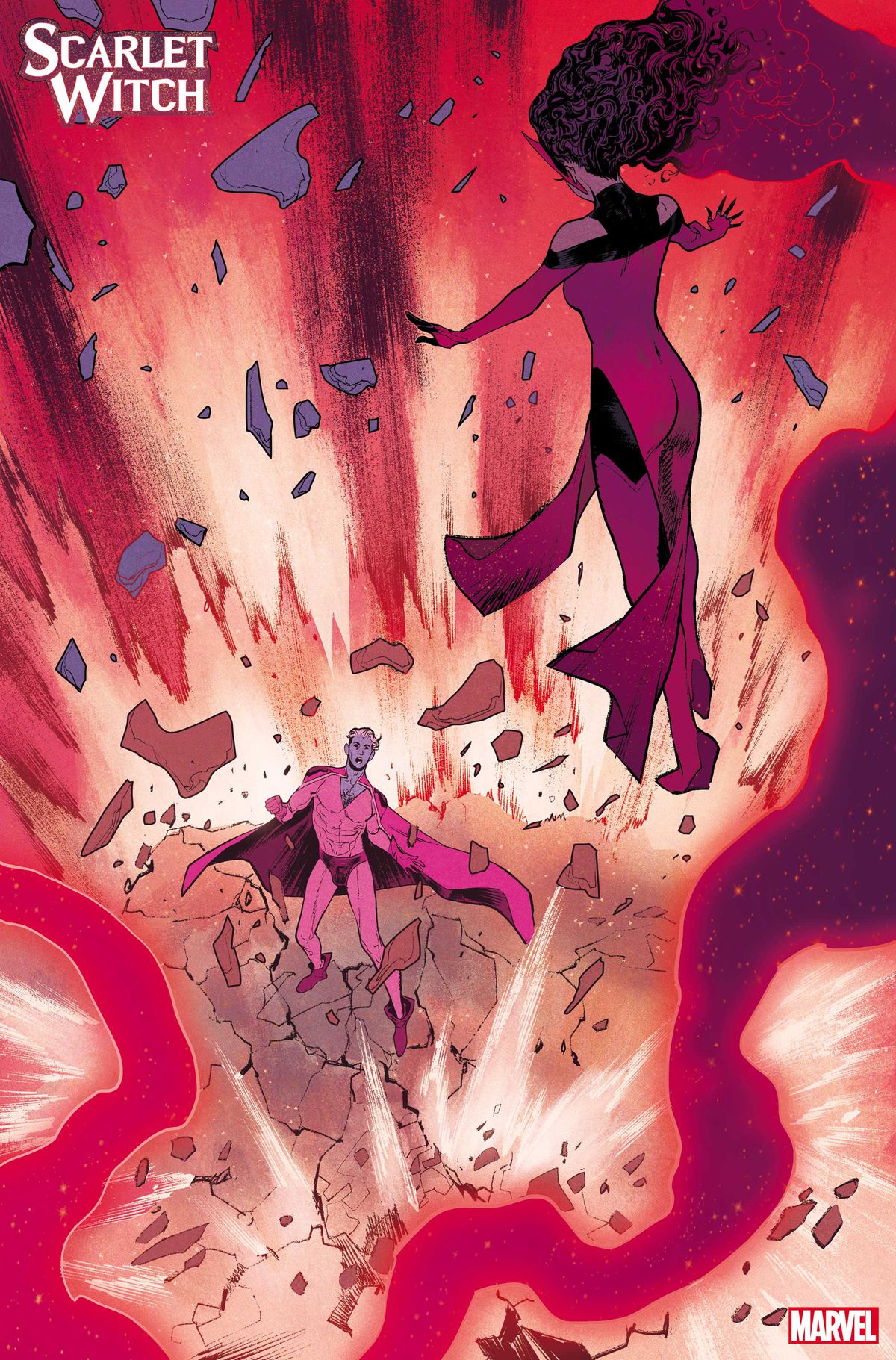 Un'enorme esplosione della magia di Wanda attorno a un nemico in Scarlet Witch # 2 (2023). 