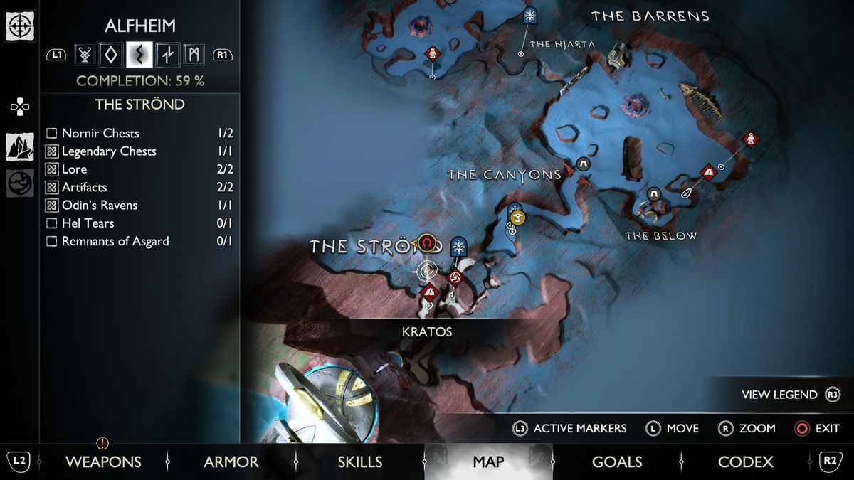 La mappa di God of War Ragnarok mostra la posizione di Tyr ad Alfheim.
