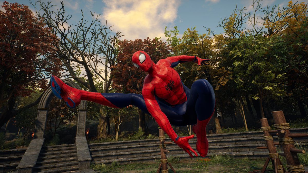 Spider-Man che si lancia in aria senza ragnatele in qualche modo