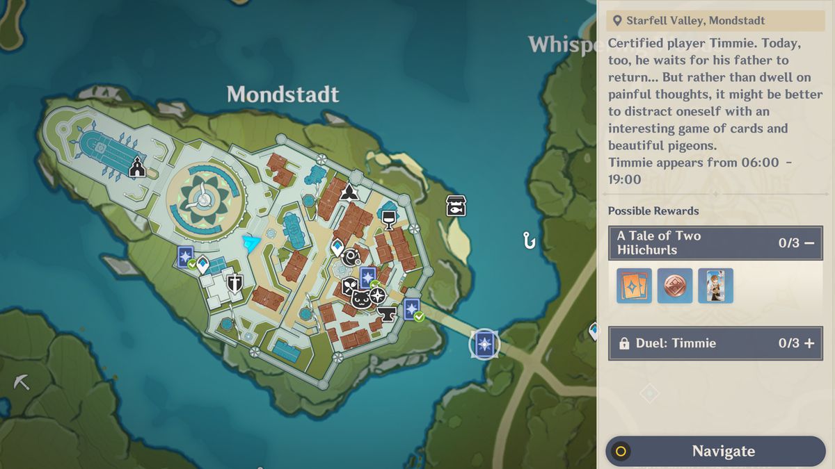 Una mappa di Mondstat mostra dove iniziare il nuovo gioco di carte collezionabili di Genshin Impact.