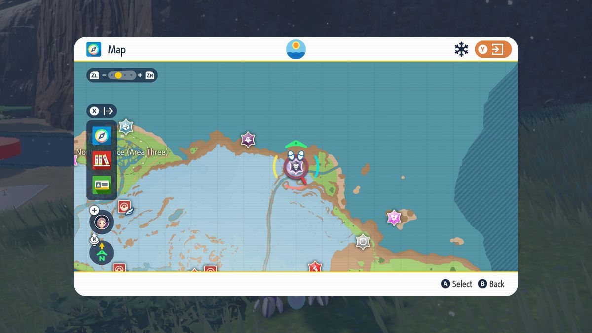 La mappa Paldea di Pokémon Scarlet e Violet è stata aperta per evidenziare un raid a sei stelle.