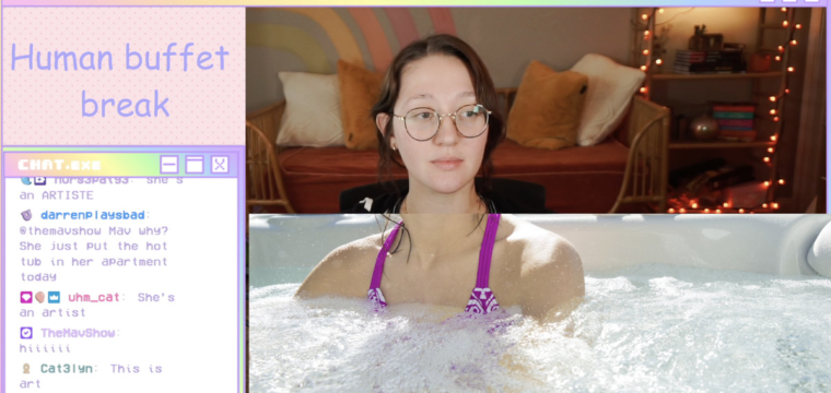Lo streamer Twitch fonde perfettamente l’allattamento al seno con il “meta vasca idromassaggio”.