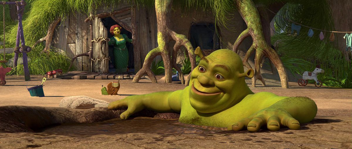 Shrek in un bagno di fango in Shrek per sempre dopo