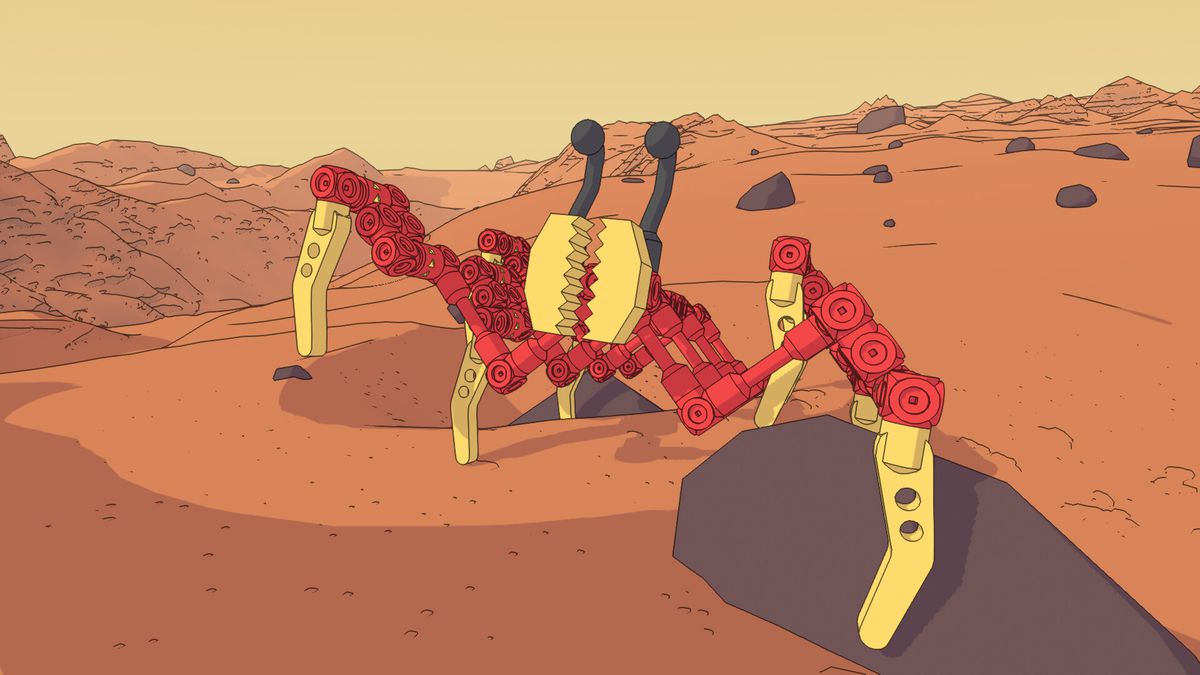 un robot che sembra un granchio su Marte