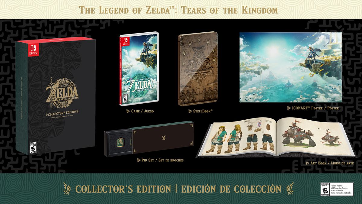 un rendering del prodotto dei componenti della Collector's Edition di The Legend of Zelda: Tears of the Kingdom