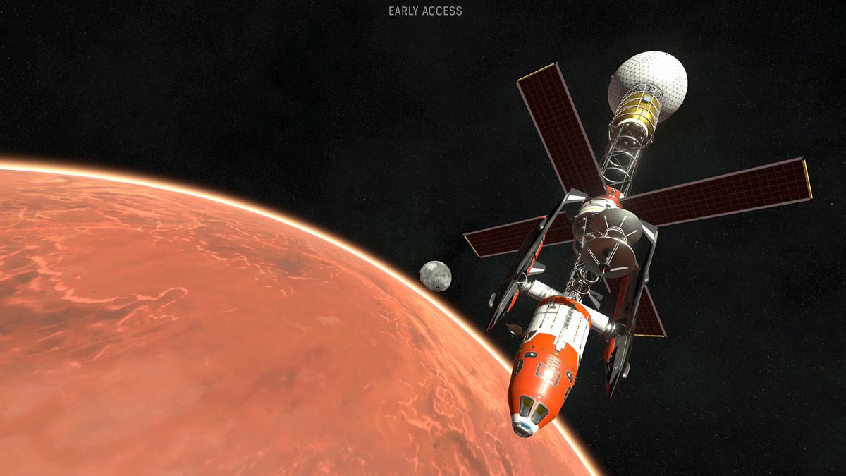 Una stazione spaziale su un pianeta rosso in Kerbal Space Program 2