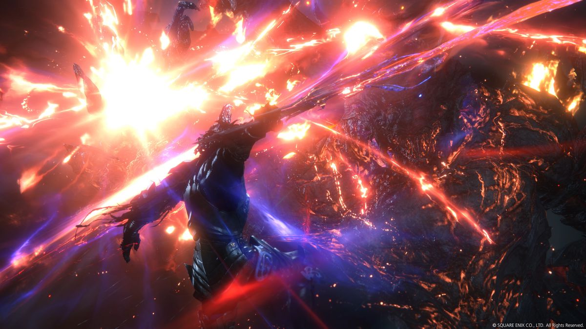Clive Rosfield colpisce un nemico in uno screenshot di Final Fantasy 16