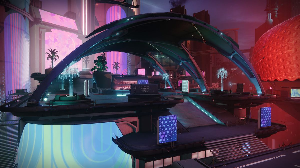 Una sezione di Neomuna, una città su Nettuno in Destiny 2: Lightfall