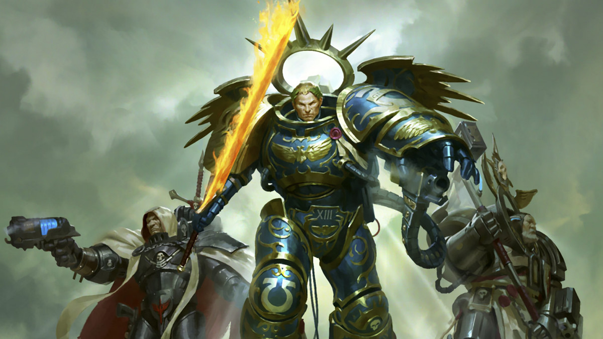 Warhammer 40.000 - Roboute Guilliman, il Primarca degli Ultramarines, guida i soldati dell'Imperium in battaglia.
