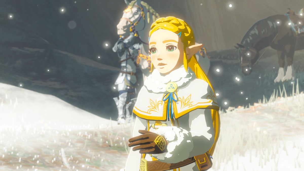 La principessa Zelda con l'abbigliamento per il freddo di The Legend of Zelda: Breath of the Wild DLC