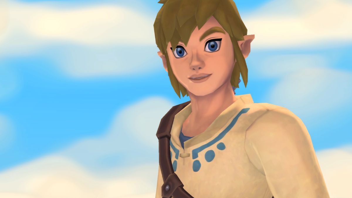Un primo piano di Link da The Legend of Zelda: Skyward Sword