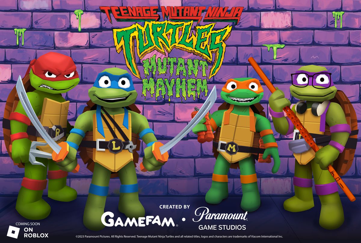 Illustrazione di Teenage Mutant Ninja Turtles: Mutant Mayhem, come si vede in Roblox