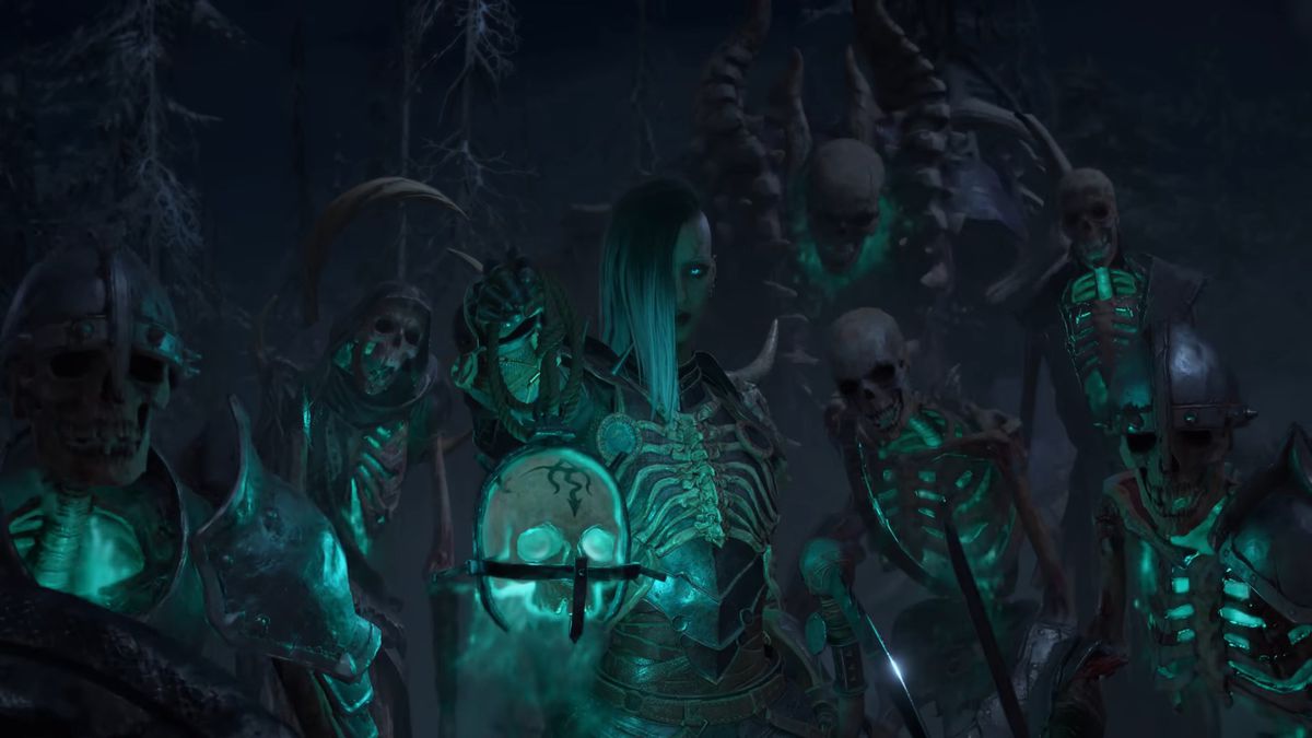 Negromante che alleva un esercito di scheletri in Diablo 4
